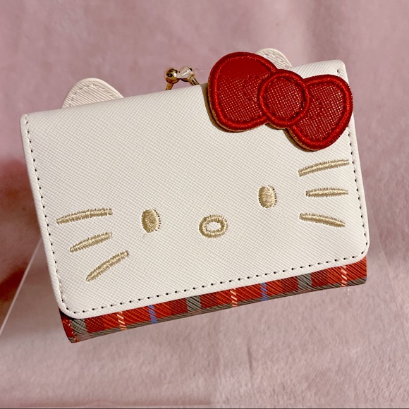 Hello Kitty Handbags - 🎉2XHP!🎉 Sanrio Japan Hello Kitty Red Tartan Trifold Gamaguchi Wallet